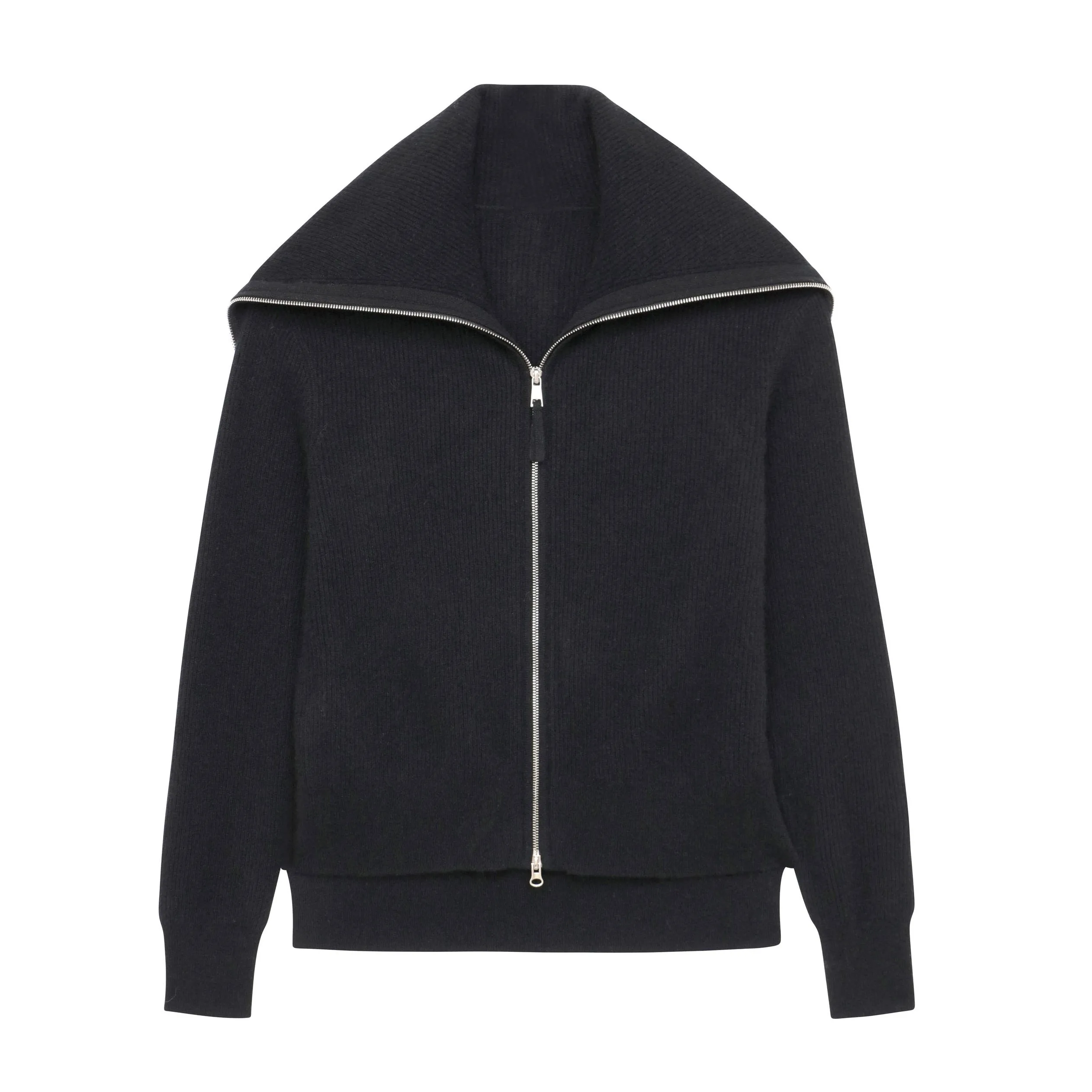 Luxe Cashmere Ribbed Zip Up Jacket