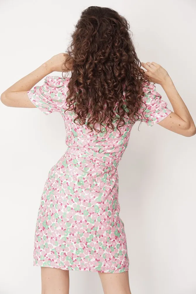 Lydia Wrap Dress Patterned Pink