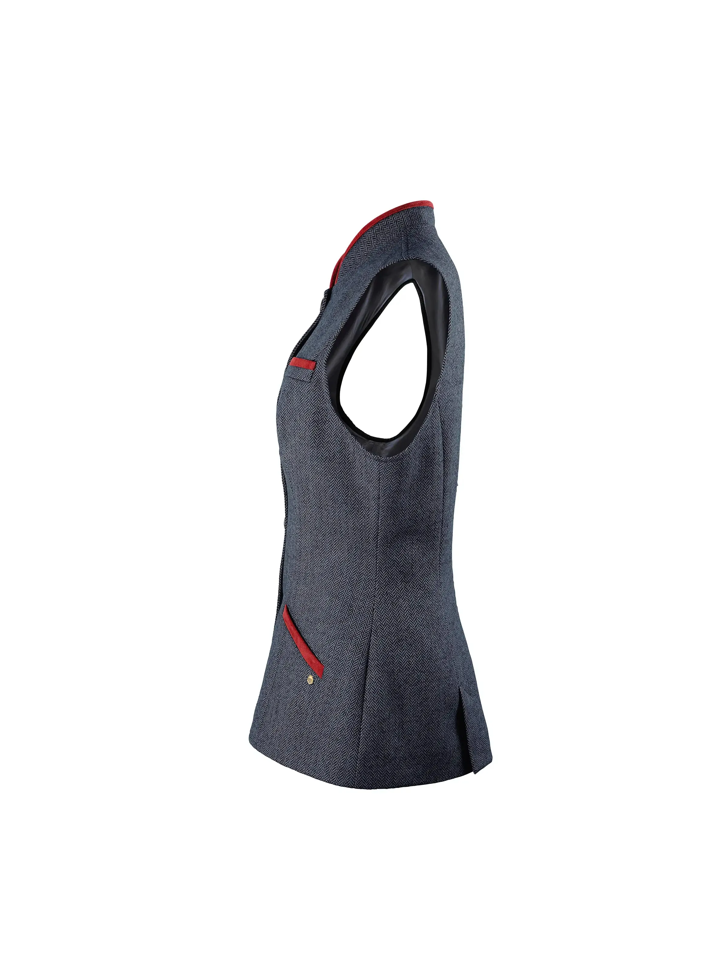 Madeline Gilet - Red & Navy Herringbone