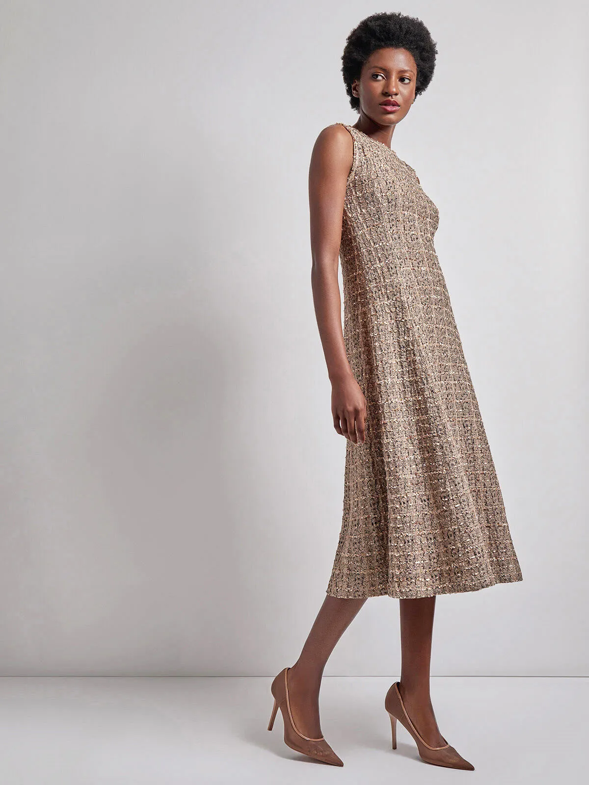 Maxi Fit & Flare Tweed Knit Dress