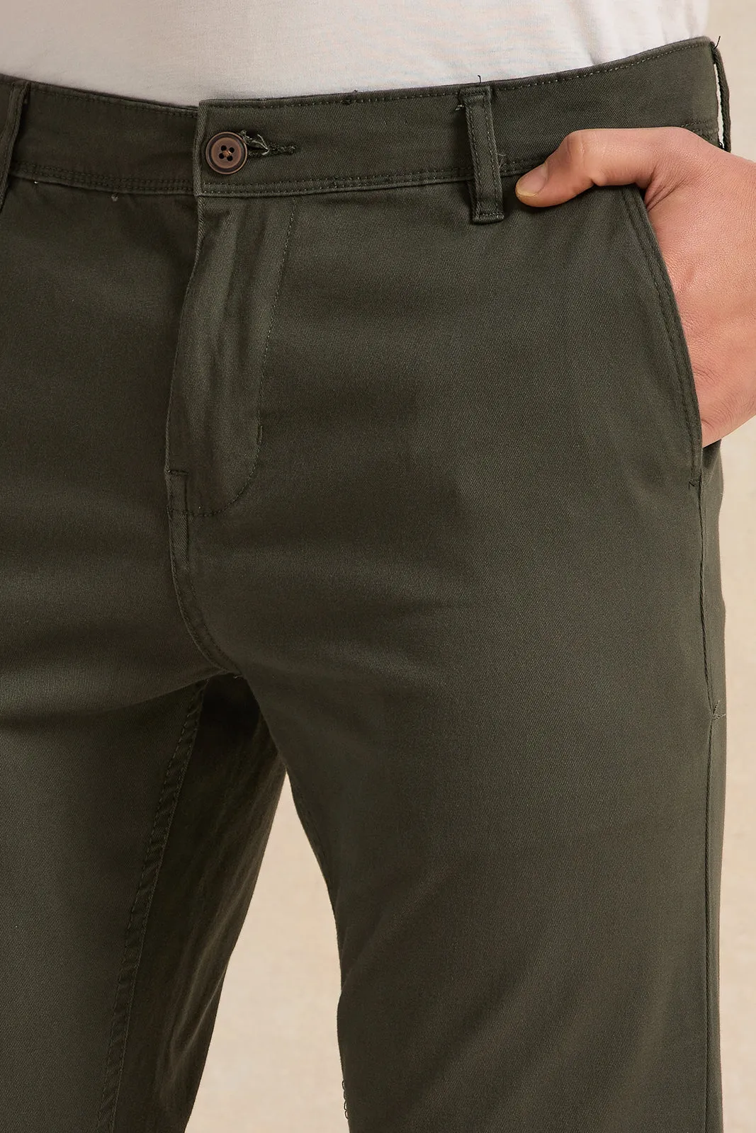 Men Olive Chino Pants