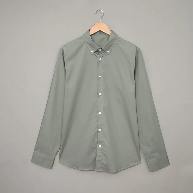 Mens Button Down Shirt High Grade Linen Cotton Shirts Plain Tops |  MC255374