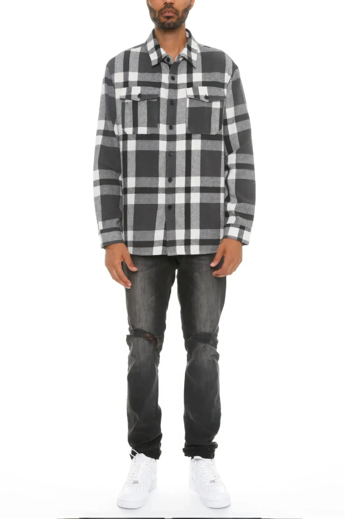 Men's Checkered Soft Flannel Shacket