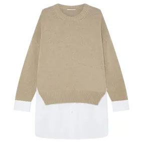 Merino And Poplin Jumper