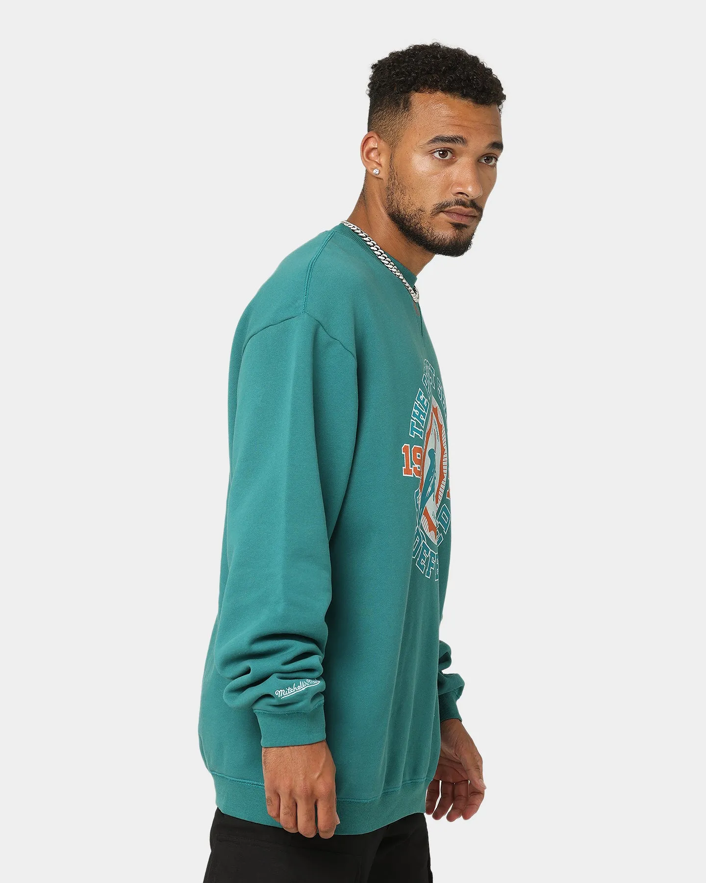 Mitchell & Ness Miami Dolphins Perfect Season Crewneck Faded Teal