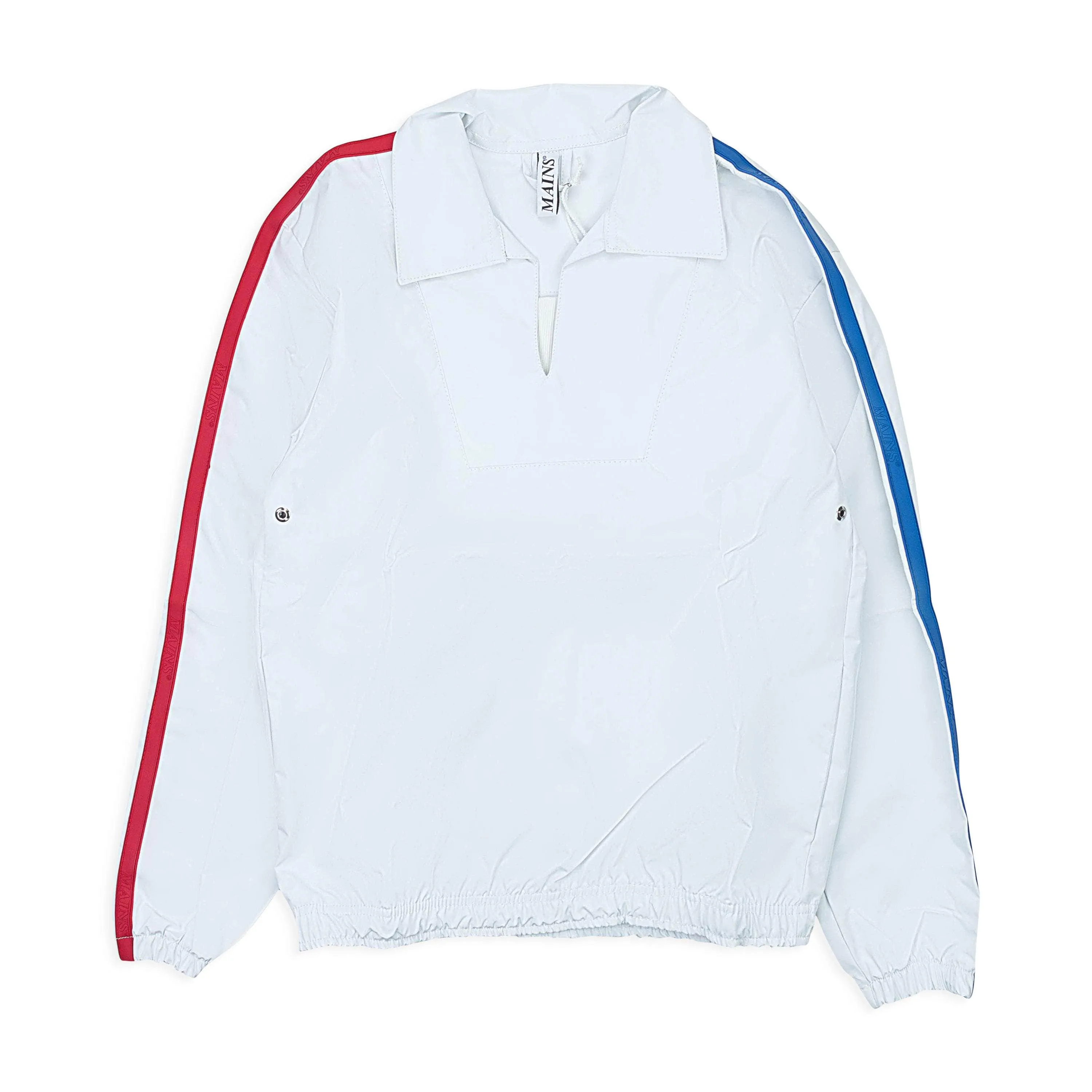 MNS-XOTW-0001/M TO01WHT_WHITE White/Blue Mains Side Strip Quarter Zip Track Jacket Size M