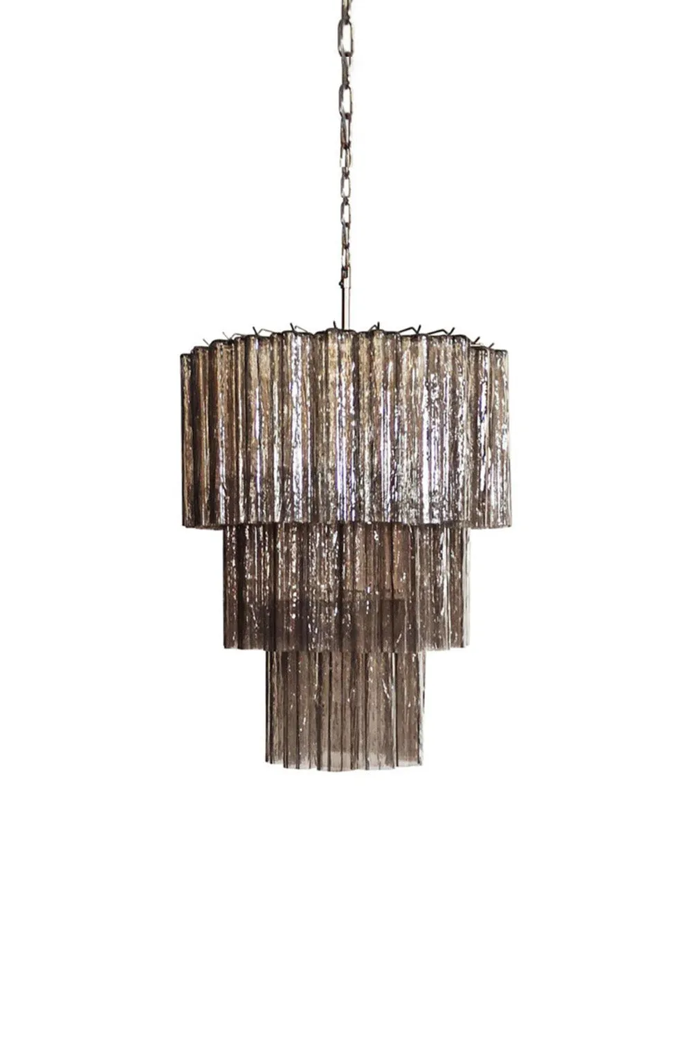 Modern Smoked Glass Tube Murano Chandelier