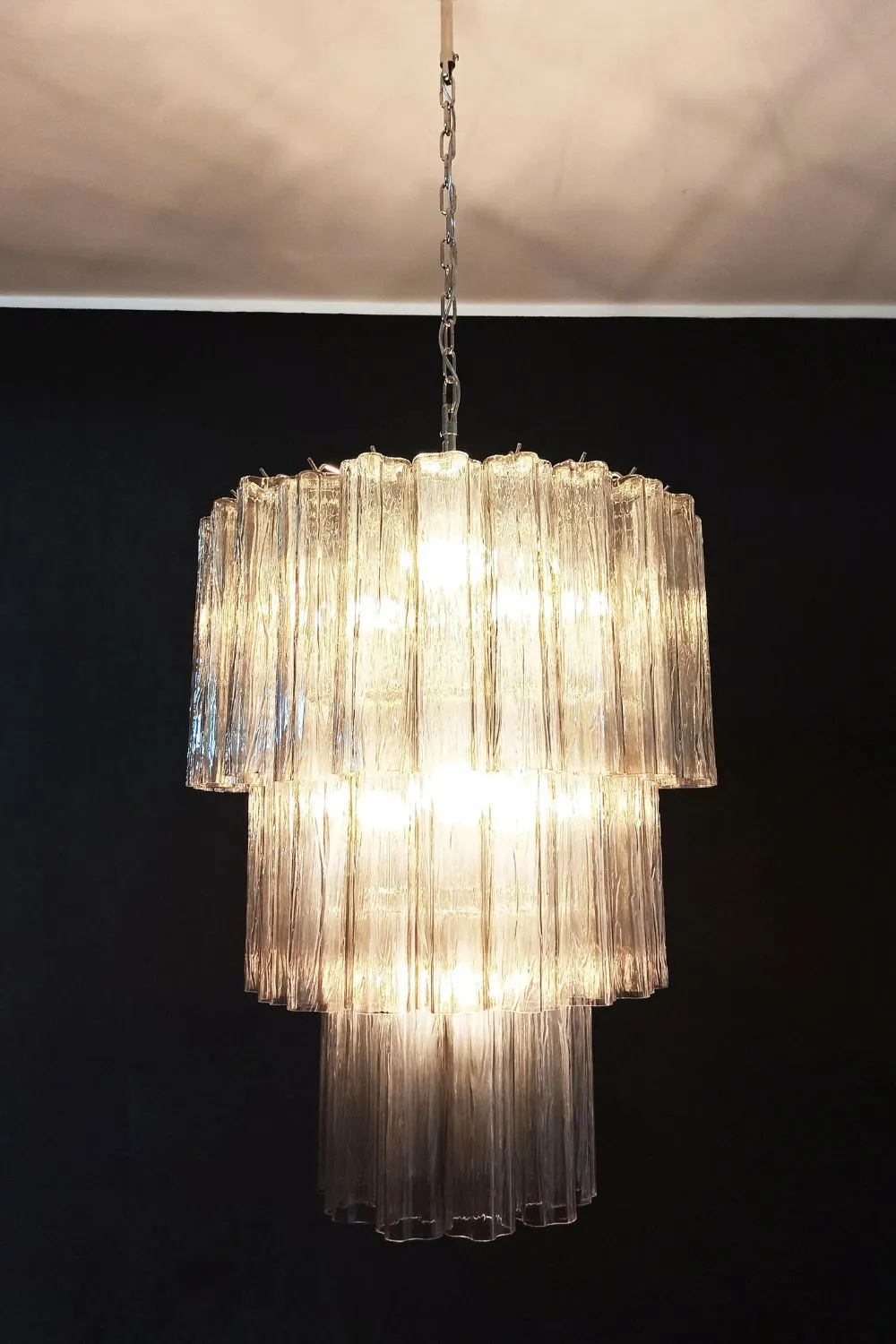 Modern Smoked Glass Tube Murano Chandelier