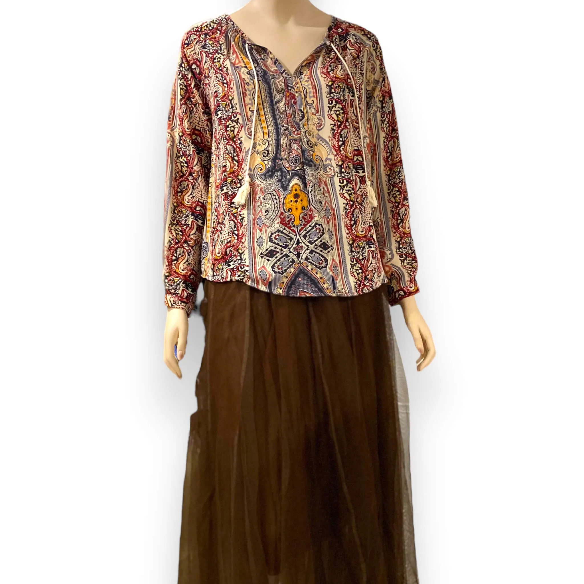 Multicolor Floral Brown Top