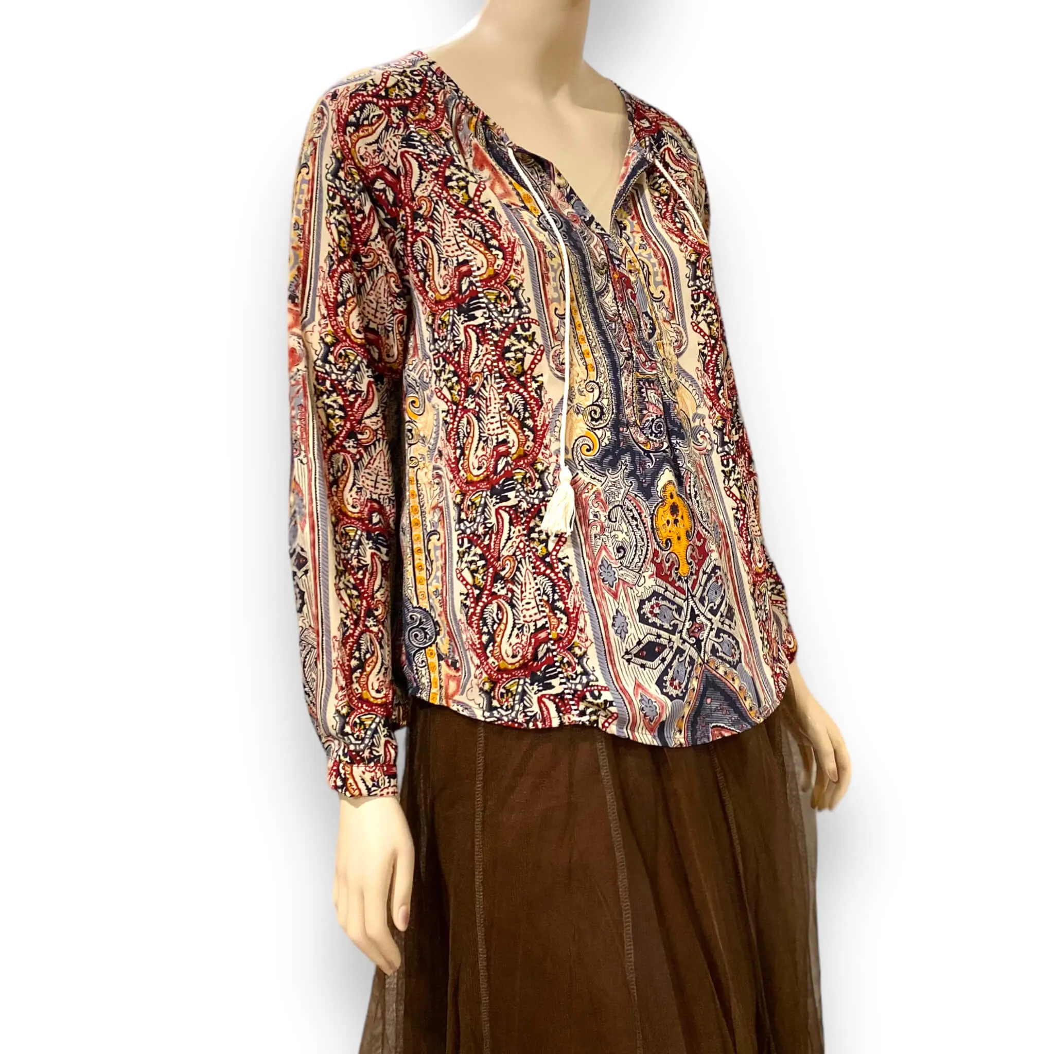 Multicolor Floral Brown Top