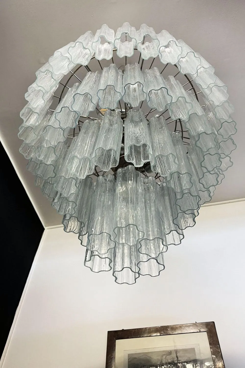 Murano clear glass tiered chandelier, 78 lamps