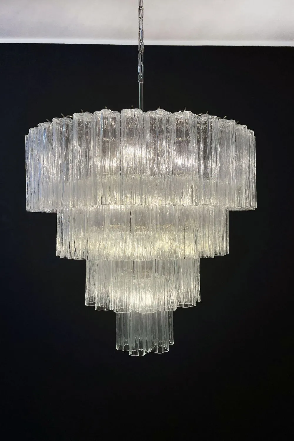 Murano clear glass tiered chandelier, 78 lamps