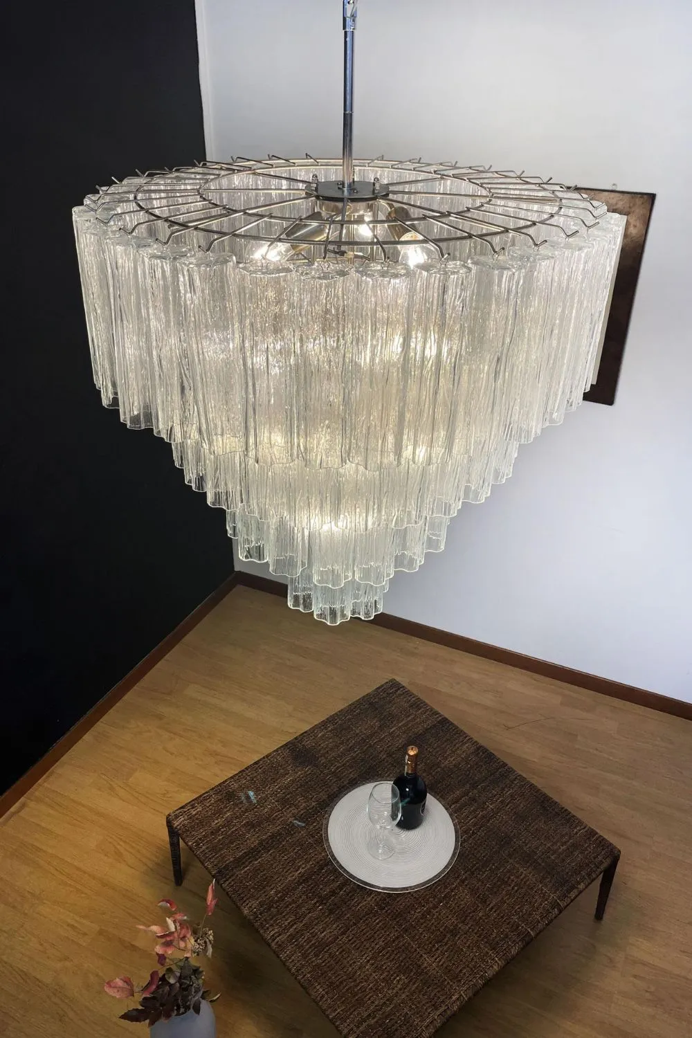 Murano clear glass tiered chandelier, 78 lamps