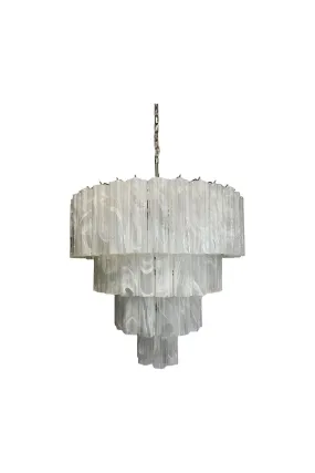 Murano White Glass Tube Chandelier – 78 Pieces