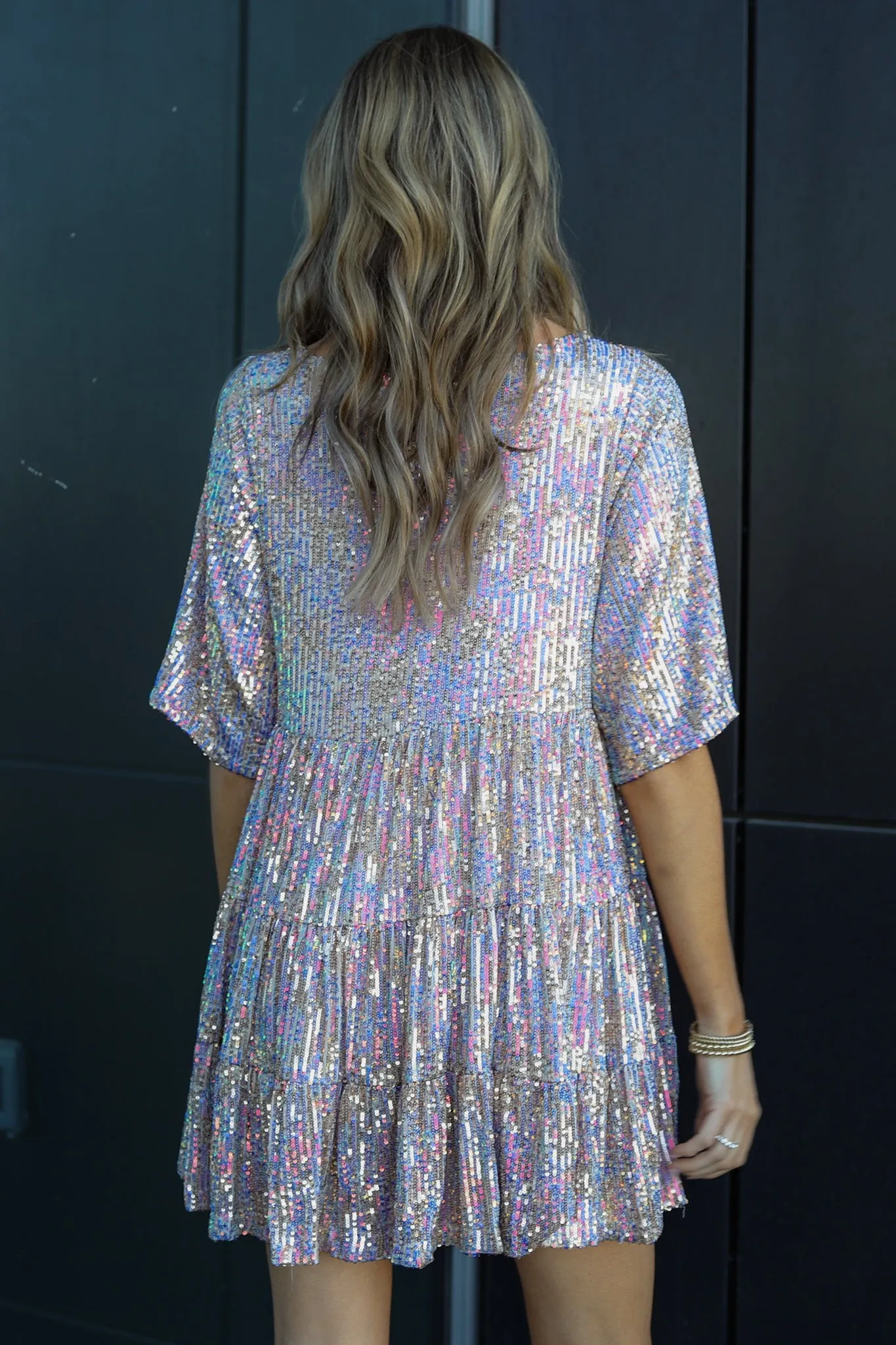 My Queen Sequin Baby Doll Dress