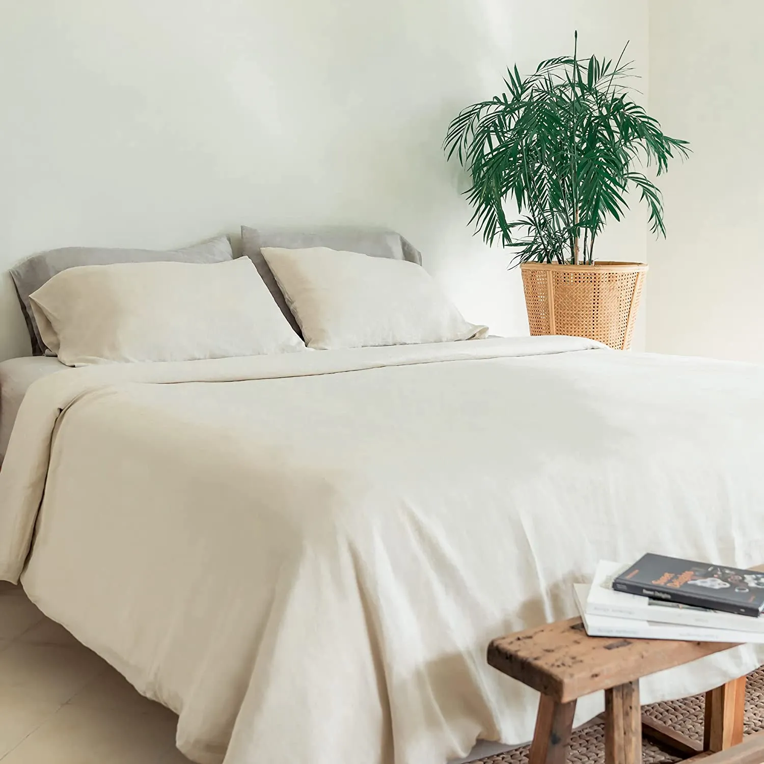 Natural Linen Duvet Cover, Removable Cover for Weighted Blankets - Soft, Premium, Breathable