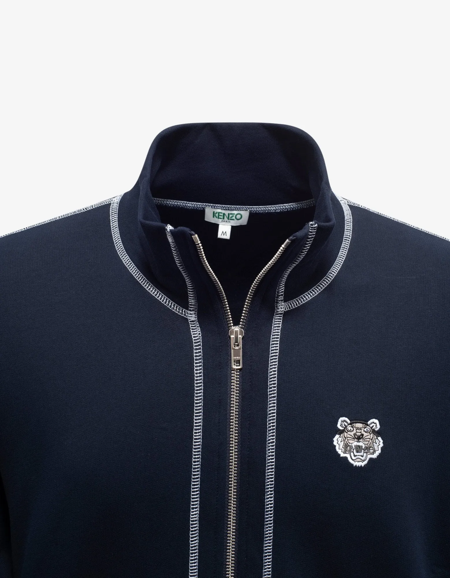 Navy Blue Tiger Crest Zip Track Jacket -