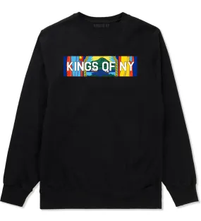 New York Flag Box Logo Mens Crewneck Sweatshirt