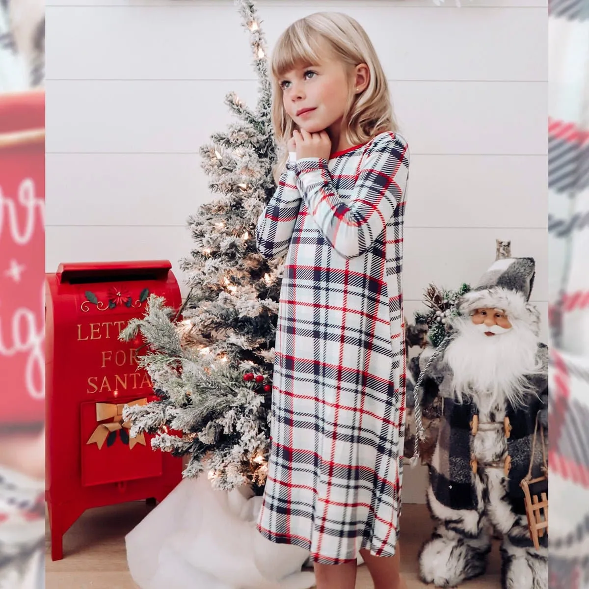 Original Holiday Plaid Bamboo Girls' Long Sleeve Dress