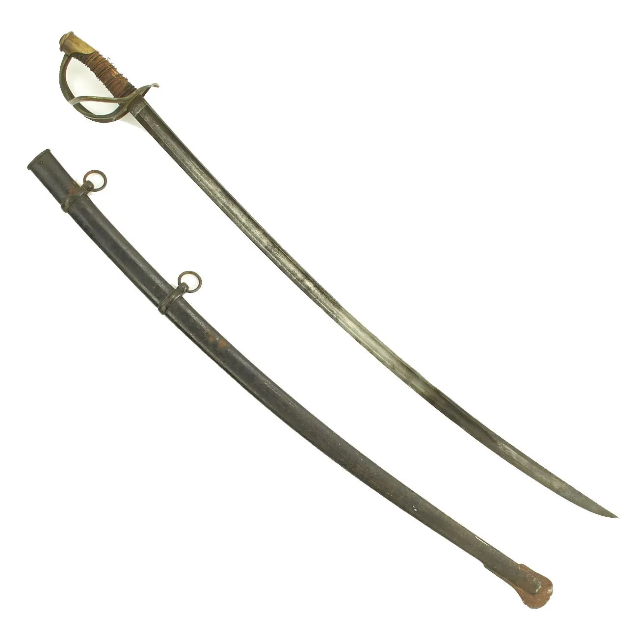 Original Set of Two U.S Civil War M-1840 "Wrist Breaker" Heavy Cavalry Sabers with Scabbards in Relic Condition