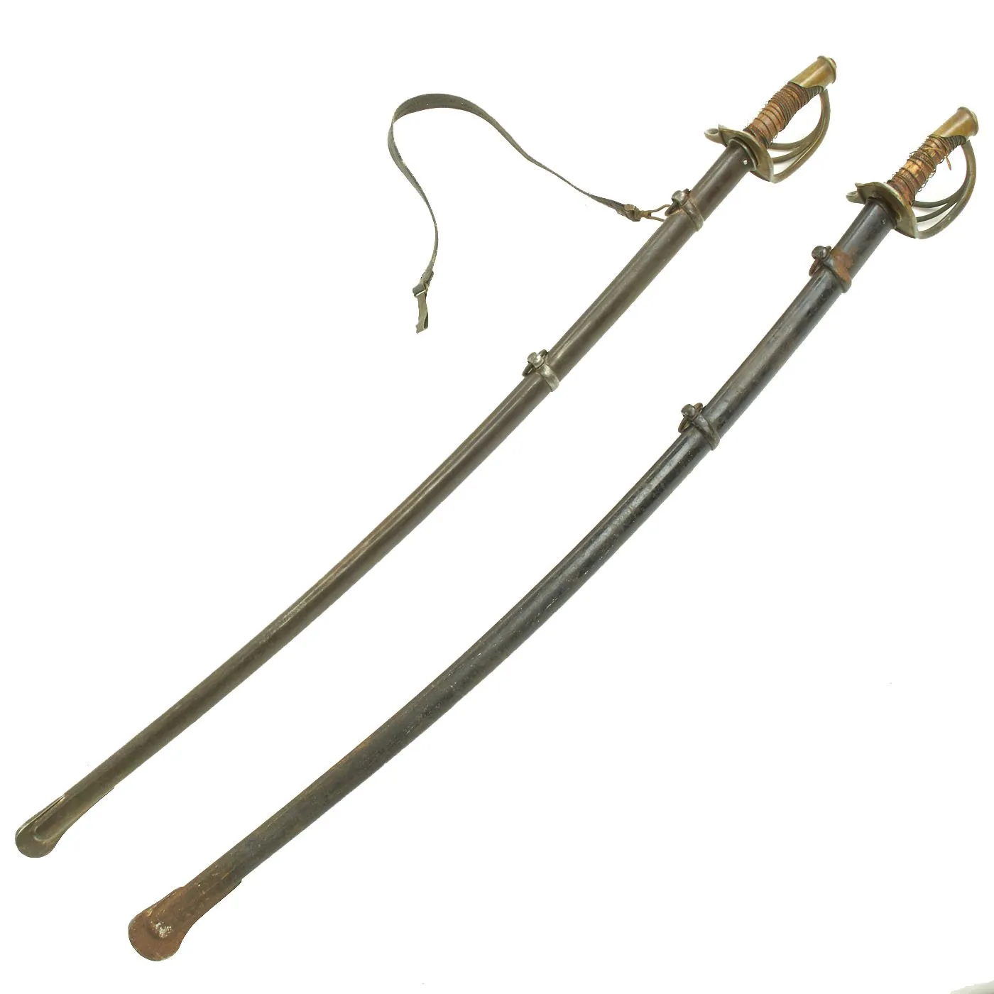 Original Set of Two U.S Civil War M-1840 "Wrist Breaker" Heavy Cavalry Sabers with Scabbards in Relic Condition