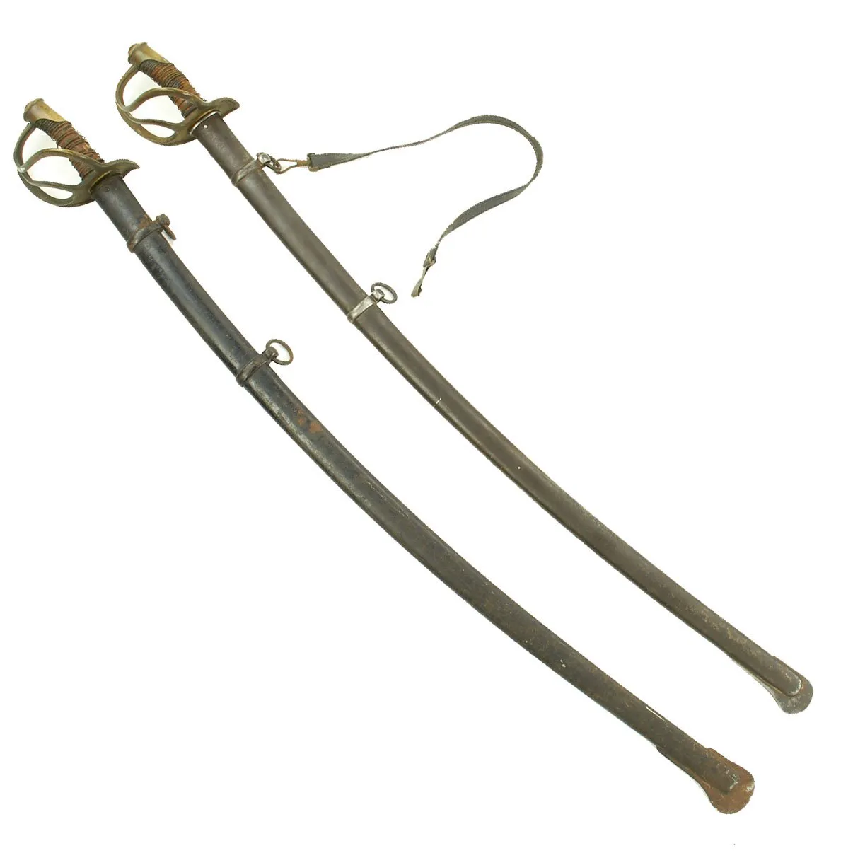 Original Set of Two U.S Civil War M-1840 "Wrist Breaker" Heavy Cavalry Sabers with Scabbards in Relic Condition