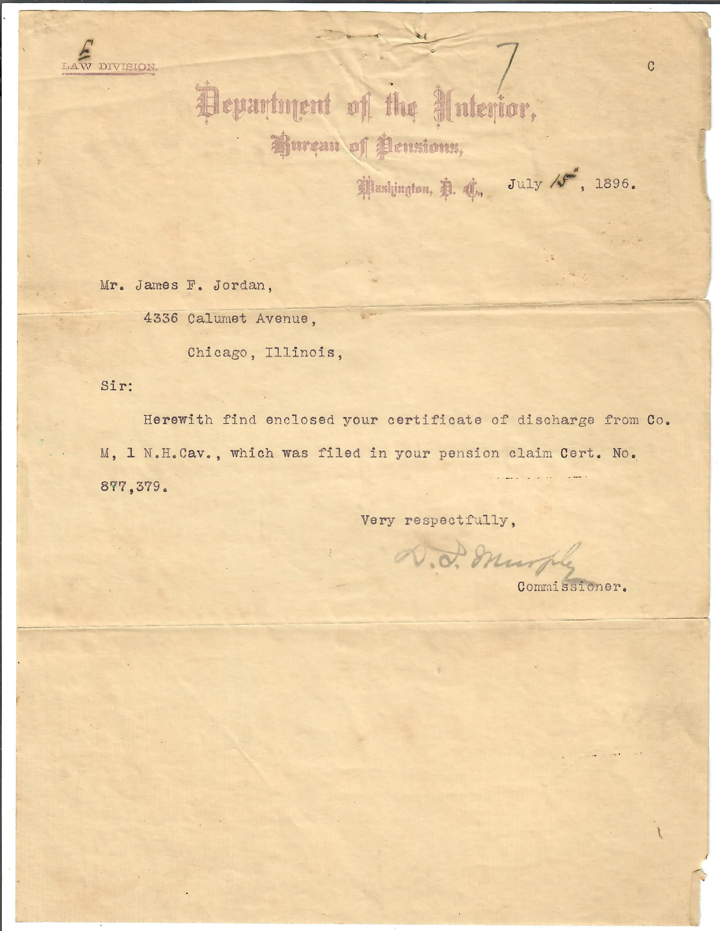 Original U.S. Civil War Grouping of Pvt. James F. Gordon, Co. M, 1st N.H. Cavalry - M1840 "Wrist Breaker" Sword, Discharge Papers, Photo, & More!