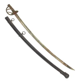 Original U.S Civil War M-1840 "Wrist Breaker" Heavy Cavalry Saber with Scabbard by Ames of Cabotville, Massachusetts