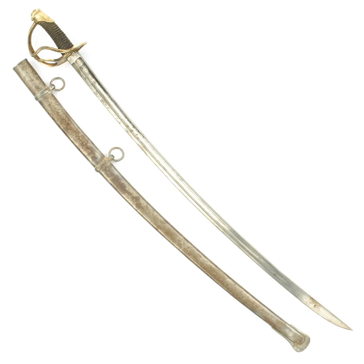 Original U.S Civil War M-1840 "Wrist Breaker" Heavy Cavalry Saber with Scabbard - Imported German Blade