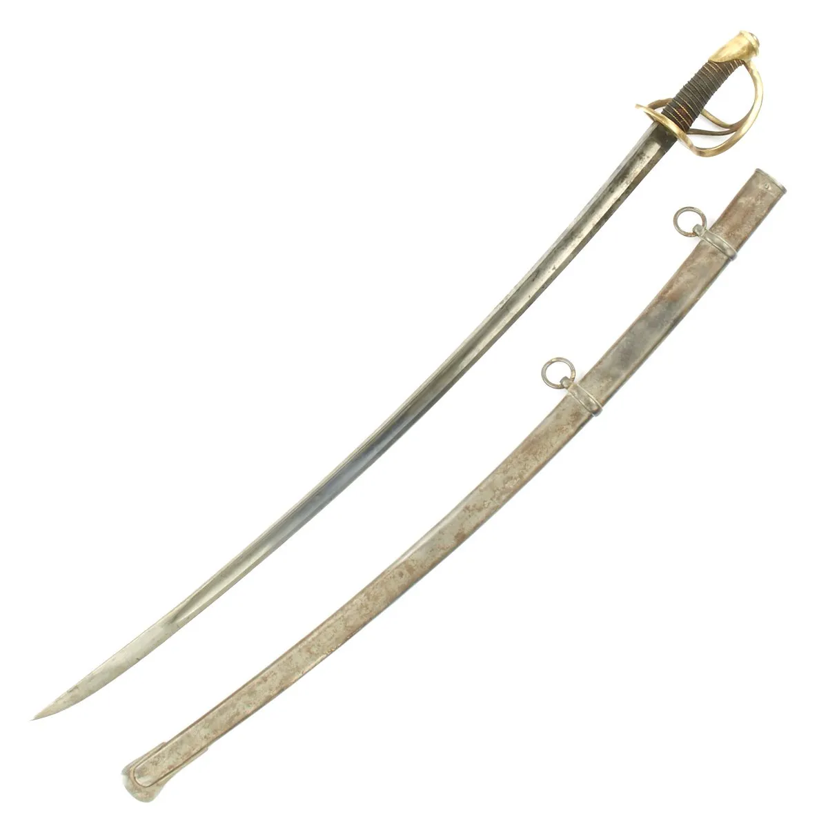 Original U.S Civil War M-1840 "Wrist Breaker" Heavy Cavalry Saber with Scabbard - Imported German Blade