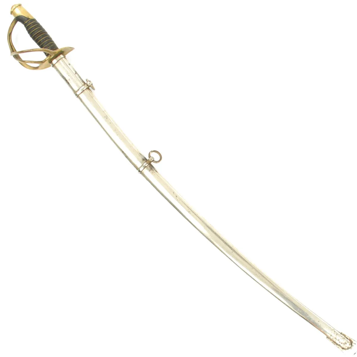 Original U.S. Civil War Model 1860 Light Cavalry Sword by Ames Mfg. Co. with Nickel-Plated Scabbard - Dated 1865