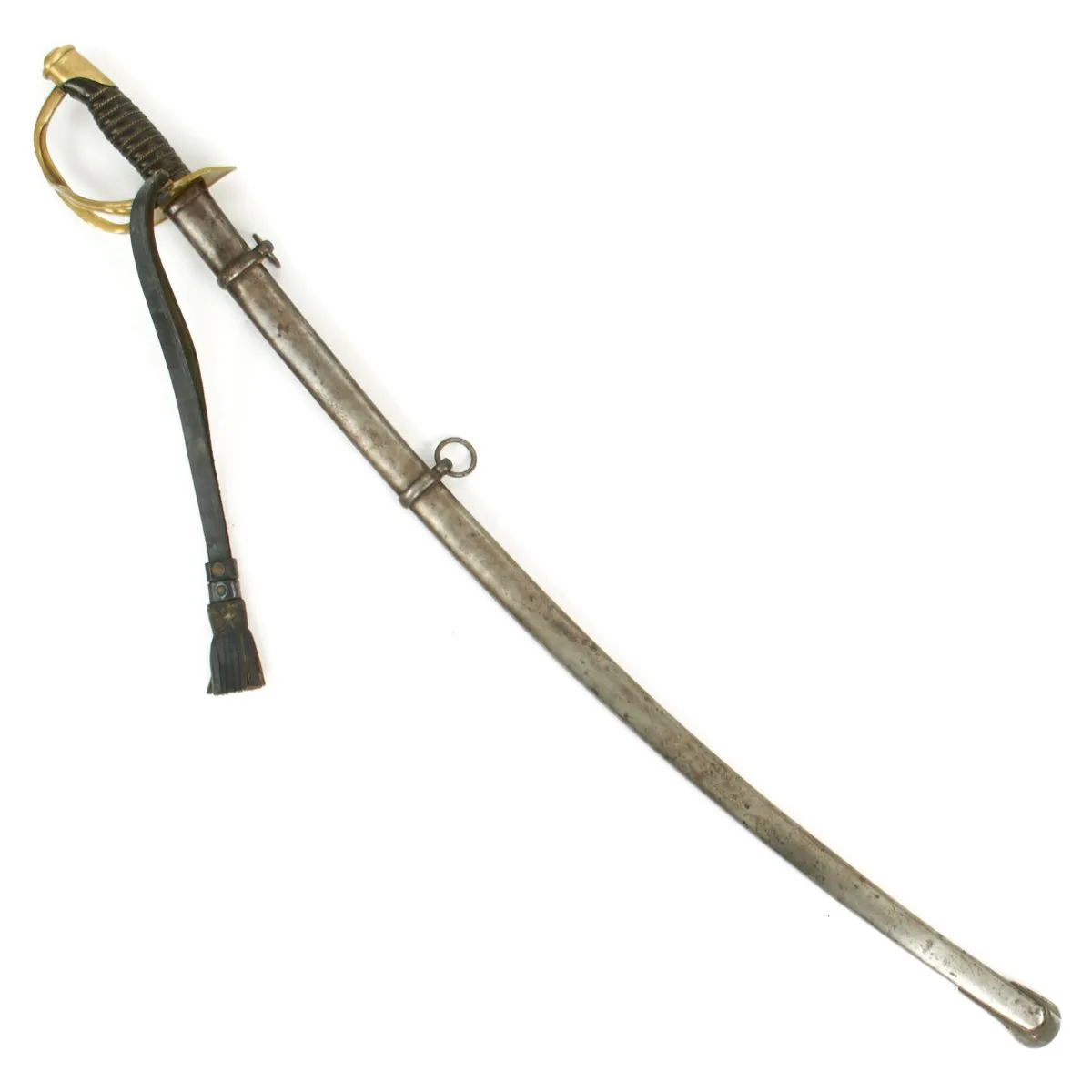 Original U.S. Civil War Model 1860 Light Cavalry Sword by Ames with Scabbard and Leather Sword Knot - Dated 1865