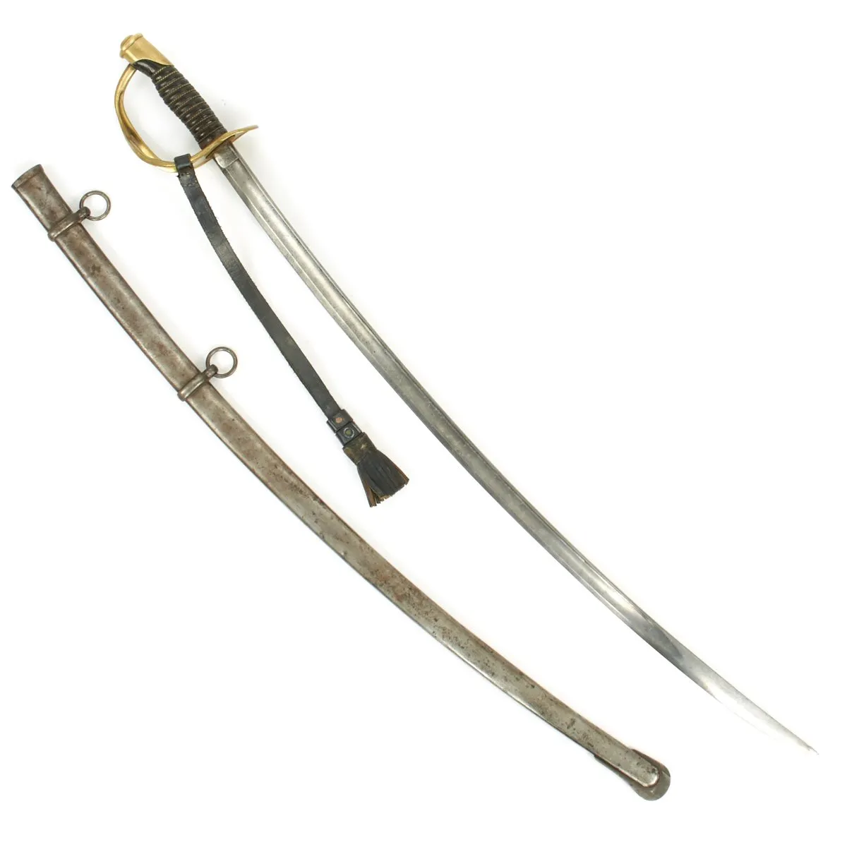 Original U.S. Civil War Model 1860 Light Cavalry Sword by Ames with Scabbard and Leather Sword Knot - Dated 1865