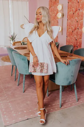 Palm Beach Skies Mini Dress In White