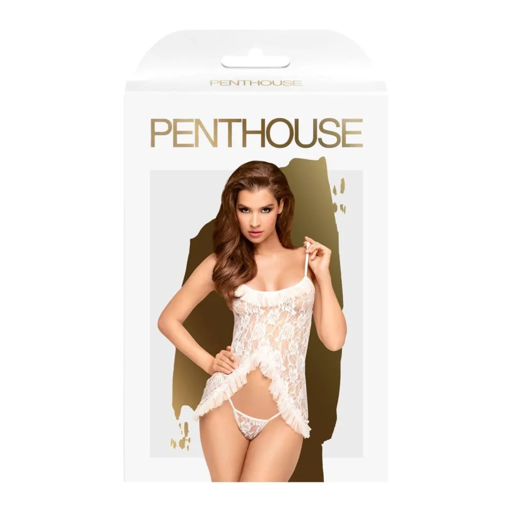 Penthouse Flawless Love White Babydoll with Thong