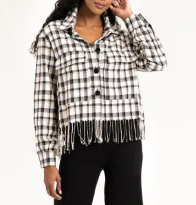 Plaid Fringe Jacket