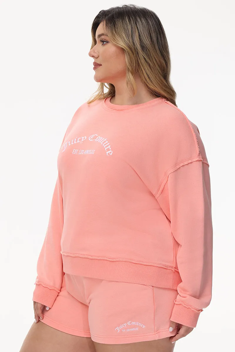 Plus-Size French Terry Embroidered Crewneck