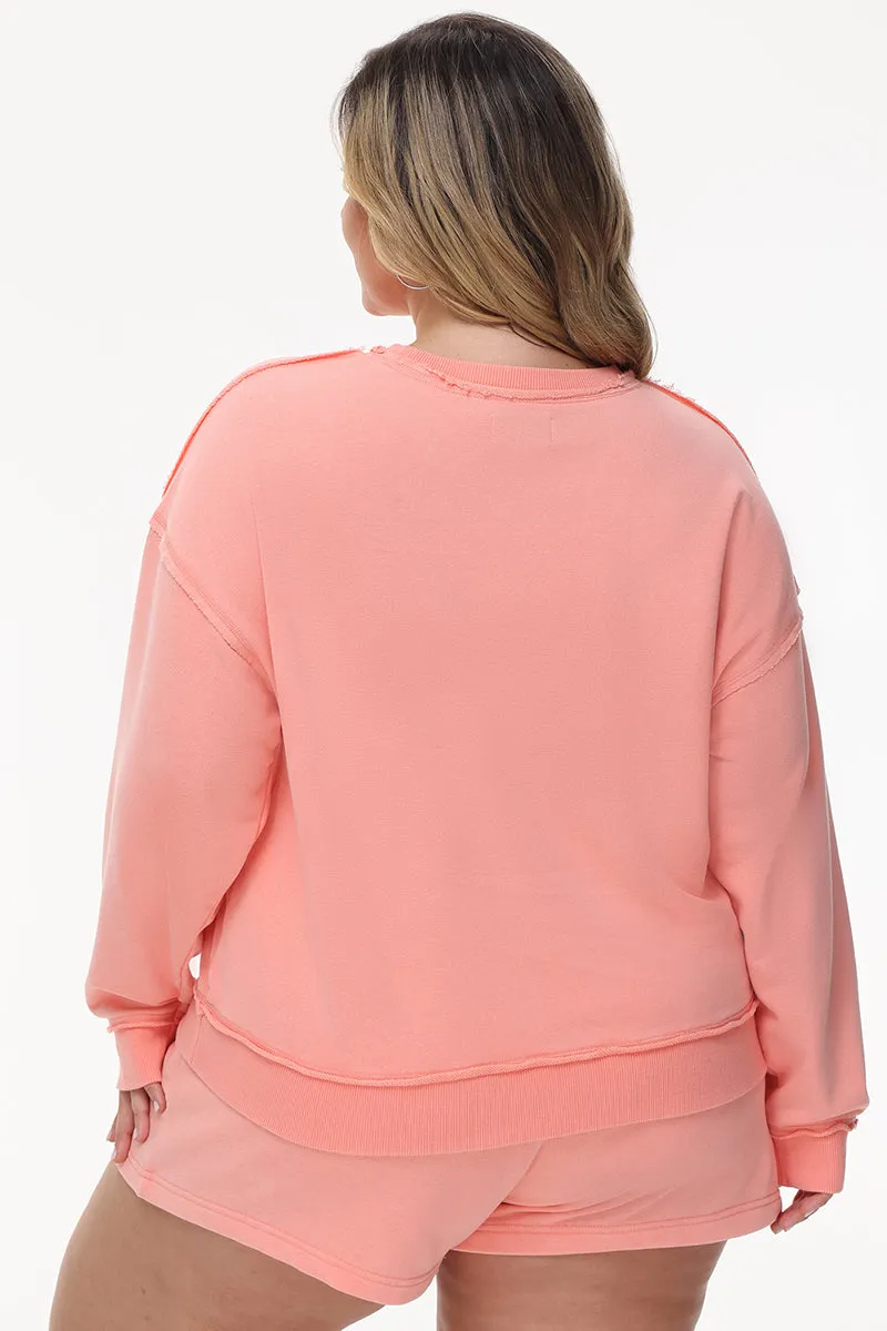 Plus-Size French Terry Embroidered Crewneck