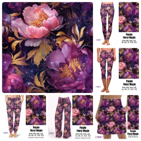 Purple Floral Magic leggings, capris, and skorts