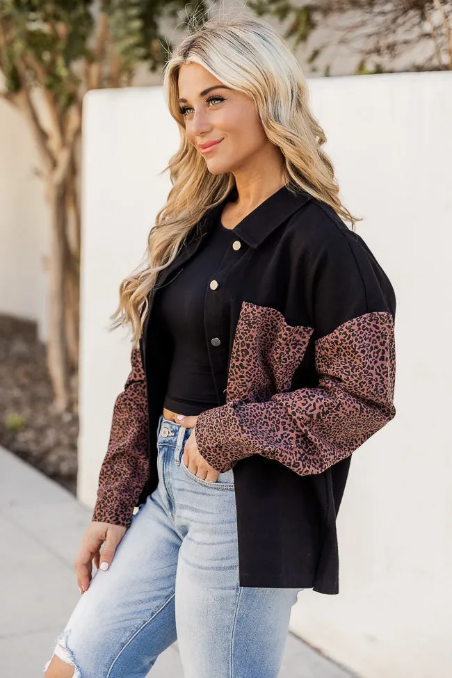 Pushing The Limit Black And Leopard Print Shacket FINAL SALE