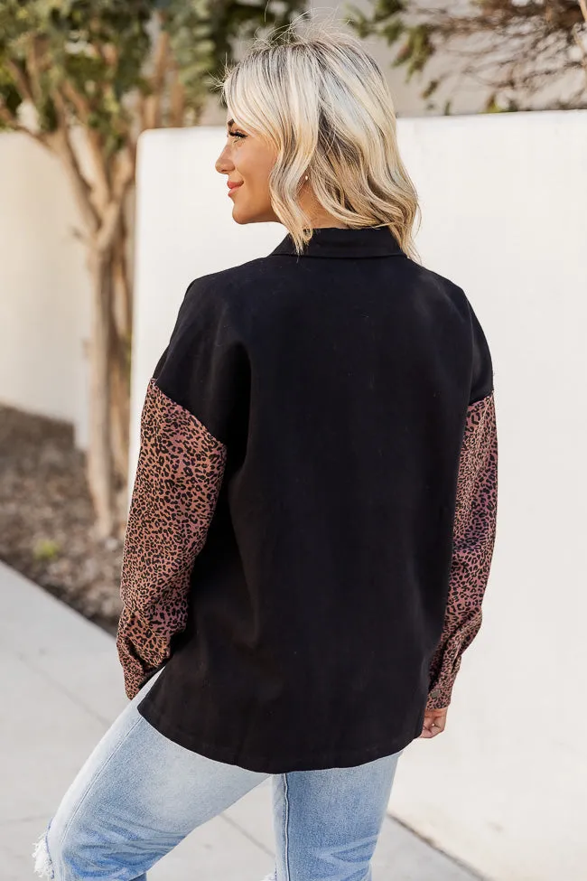 Pushing The Limit Black And Leopard Print Shacket FINAL SALE