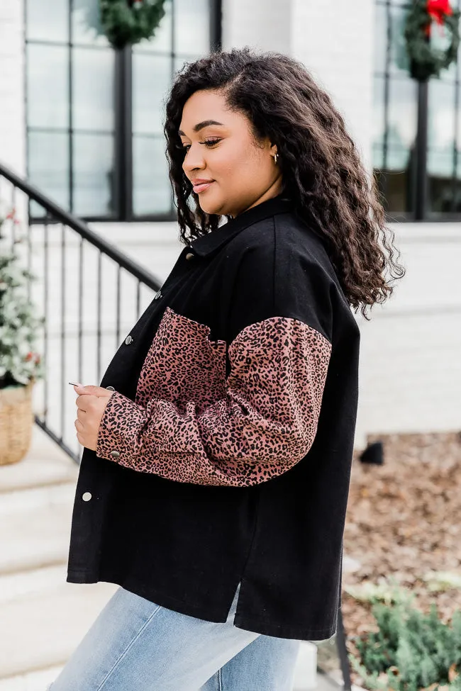 Pushing The Limit Black And Leopard Print Shacket FINAL SALE