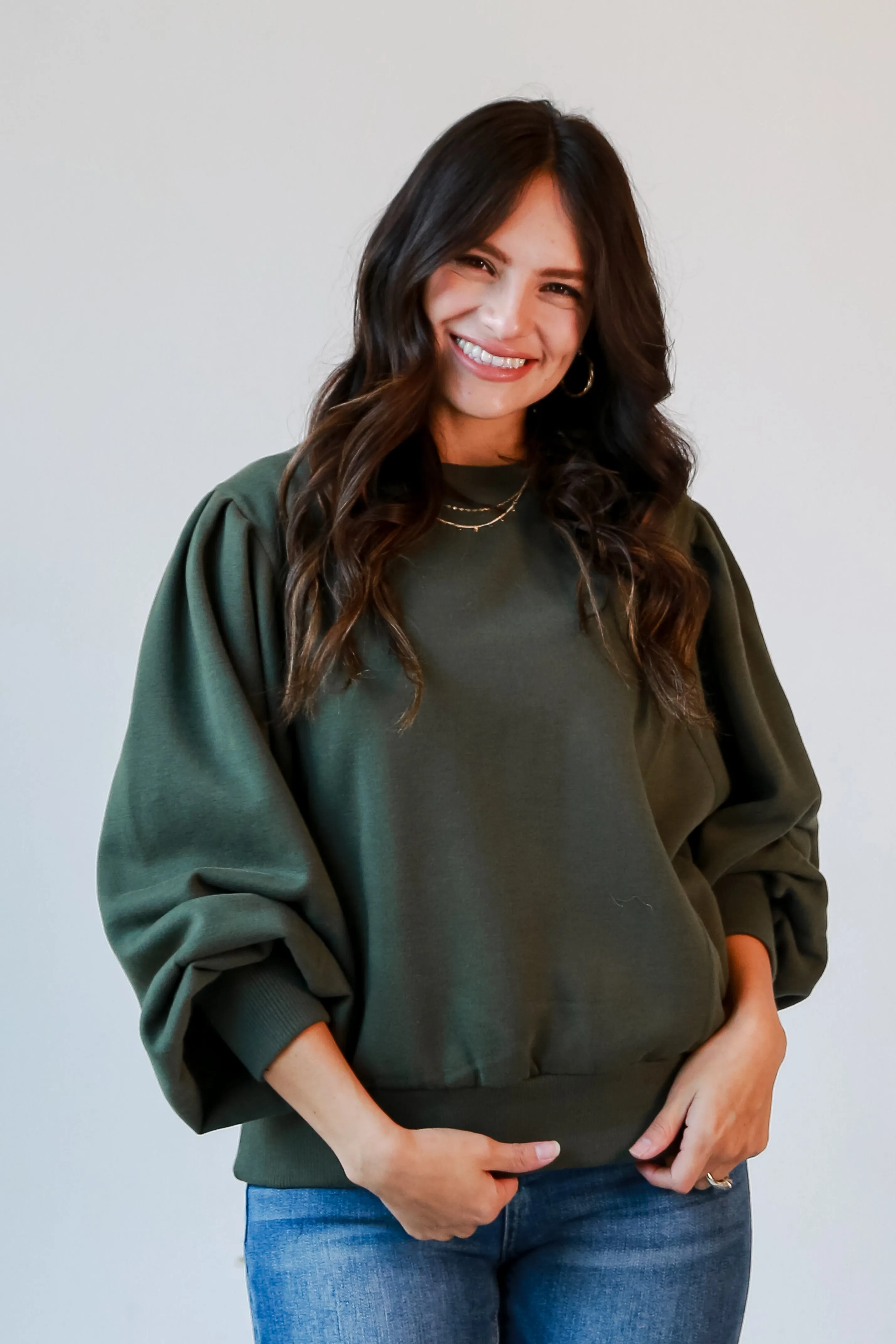 Rachel Olive Fleece Sweatshirt - DOORBUSTER