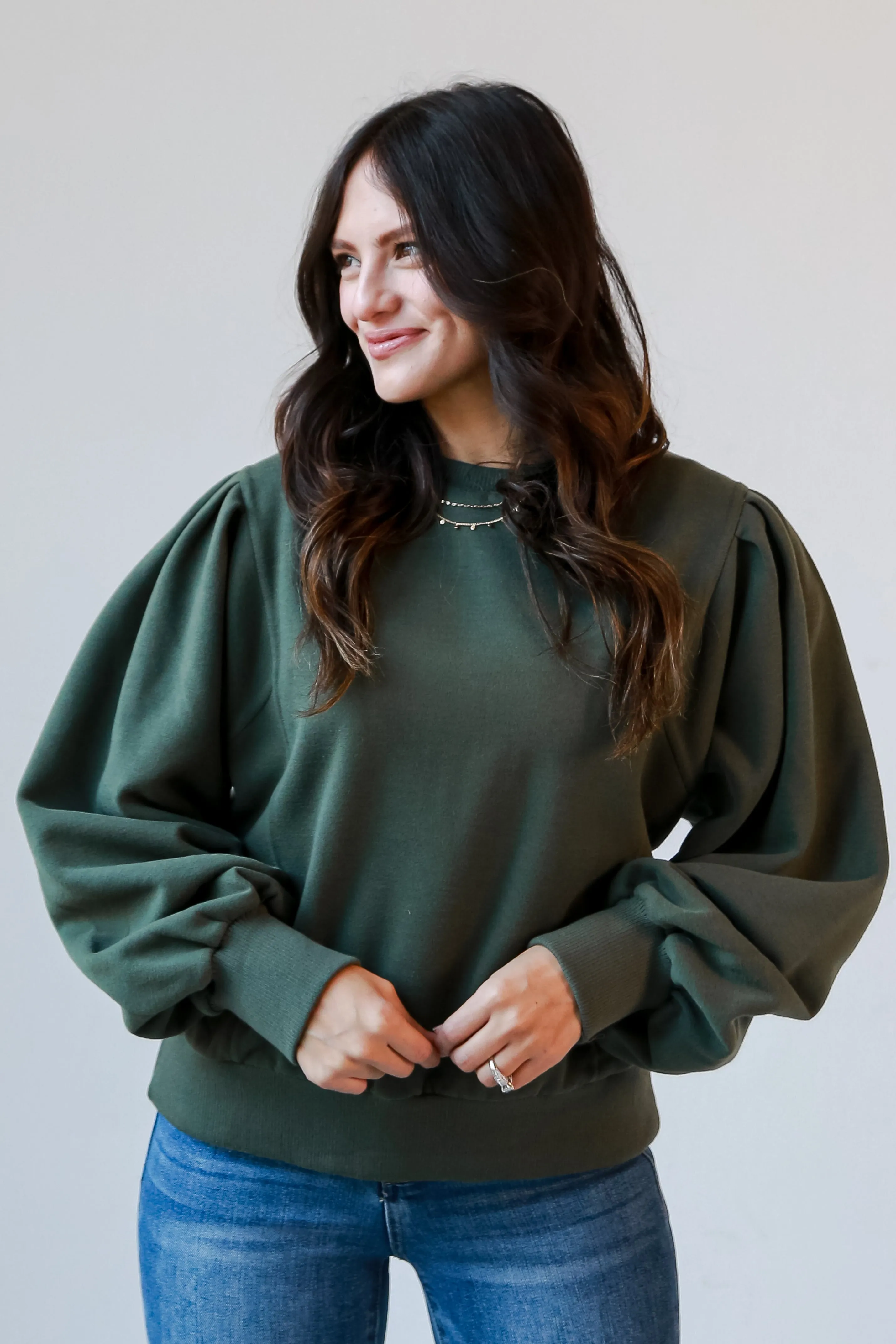 Rachel Olive Fleece Sweatshirt - DOORBUSTER