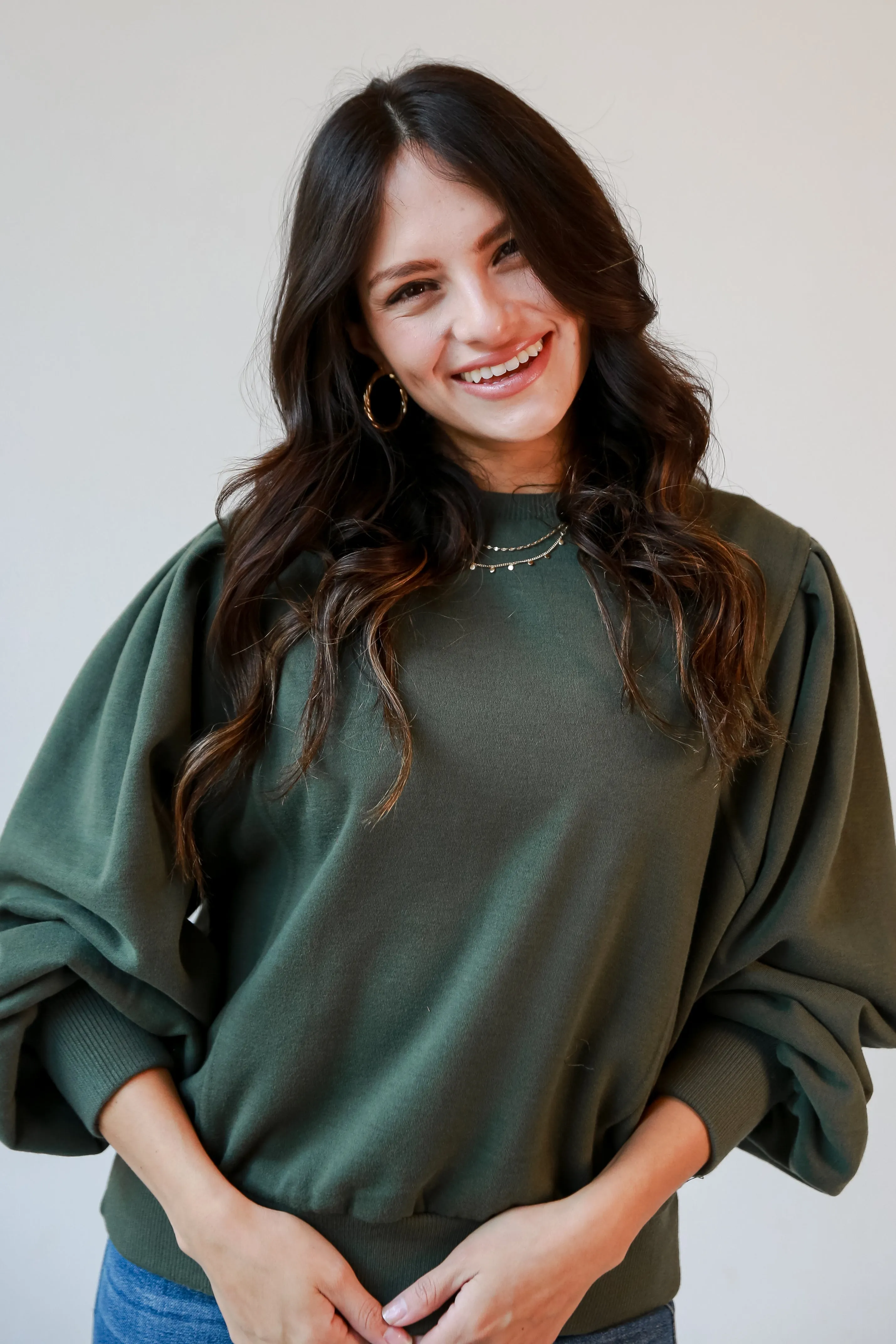 Rachel Olive Fleece Sweatshirt - DOORBUSTER