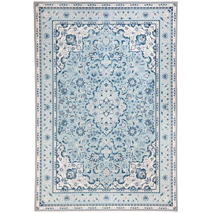 Rayie Blue Oriental Non Slip Rug