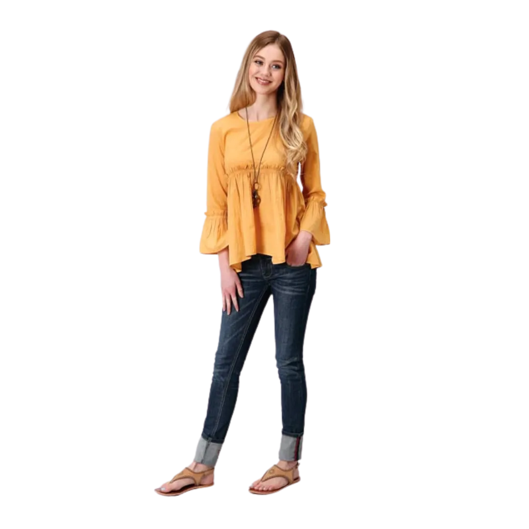 Roper Women's Yellow Dip Dyed Cotton Blouse