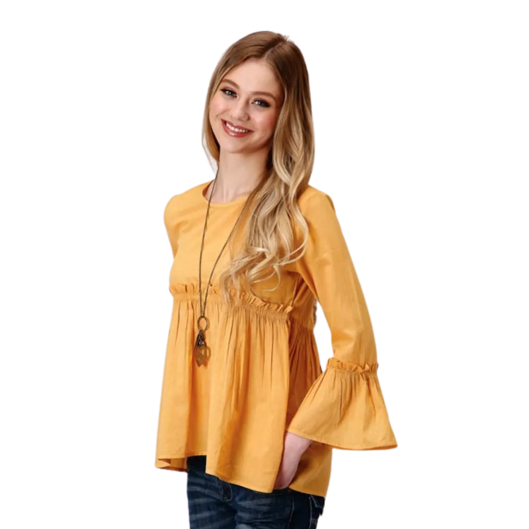 Roper Women's Yellow Dip Dyed Cotton Blouse