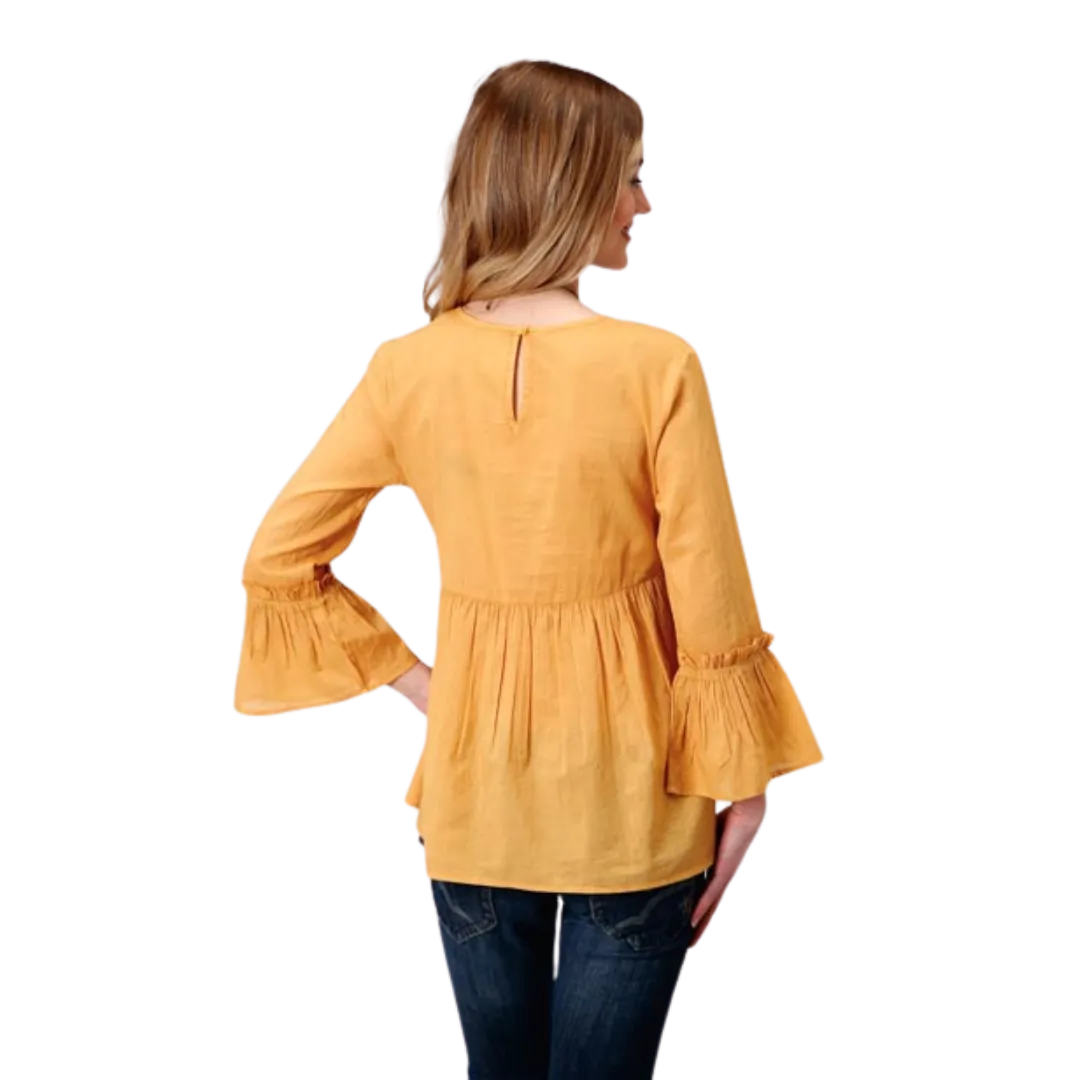 Roper Women's Yellow Dip Dyed Cotton Blouse