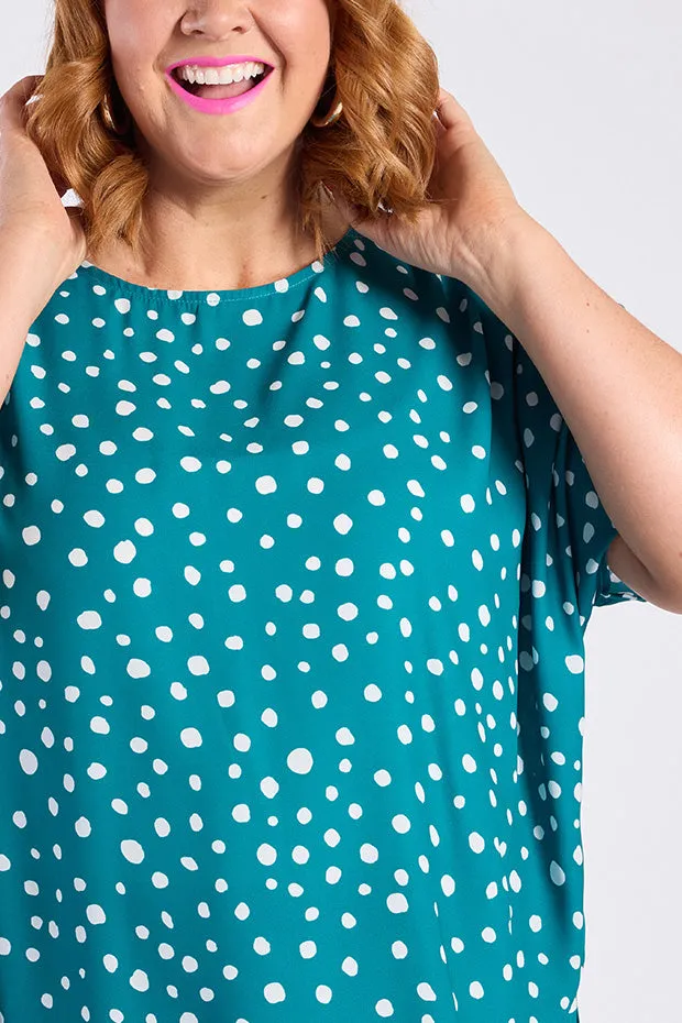 Serena Teal Spot Top